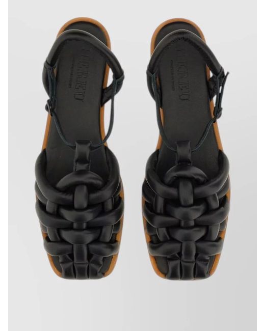 Hereu Black Cabersa 2 Sandals Braided Design Flat