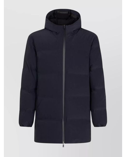 Herno Blue Padded Jackets With Hood And Cuffs for men