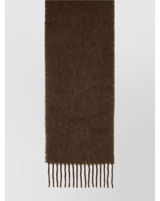 Marni Brown Soft Alpaca Blend Scarf With Fringed Edges