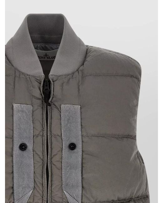 Stone Island Gray Quilted Sleeveless Padded Gilet for men