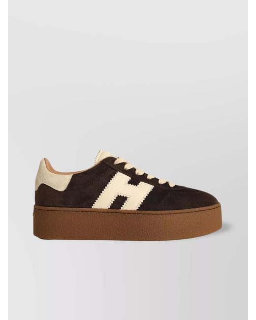 Hogan Brown Suede Platform Sole Sneakers