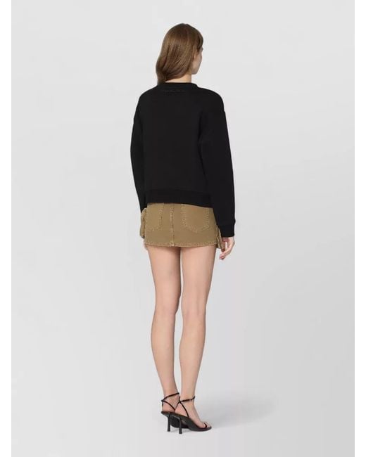 McQueen Blue Cotton Crew Neck Sweatshirt Cutout Detail