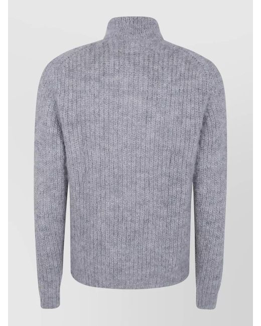 Aspesi Blue Mohair Wool Zip Up Jacket for men