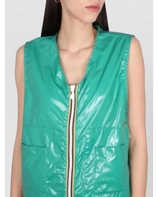 K-Way Green Barnel Sleeveless Vest Lightweight Patch Pockets