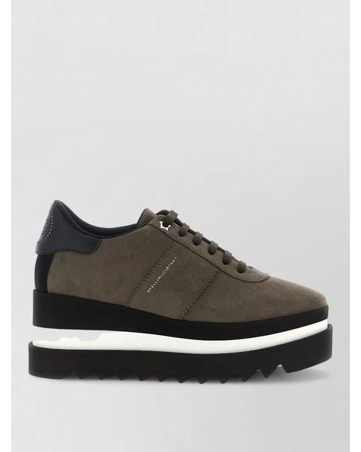 Stella McCartney Gray Lace Up Elyse Sneakers Contrast Heel Platform