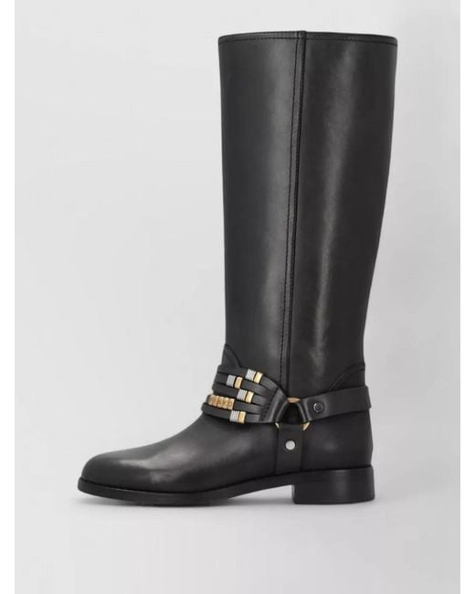 Pinko Black Knee High Ankle Boots Block Heel Design