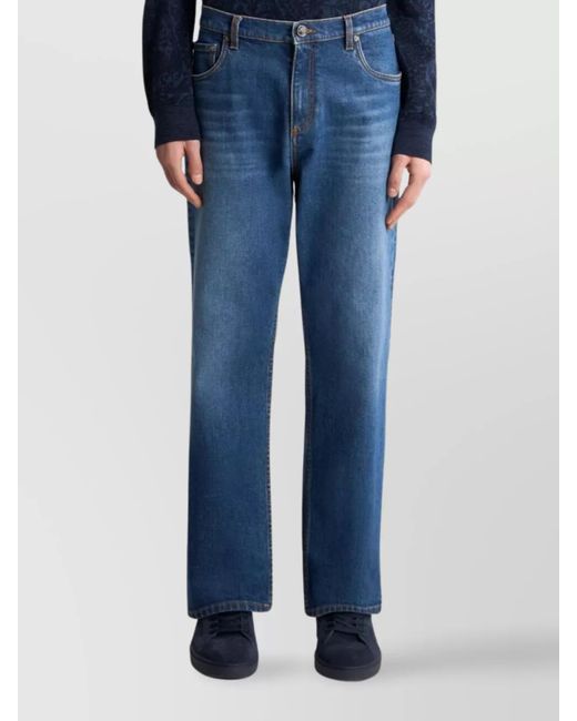 Etro Blue Straight-Leg Jeans for men
