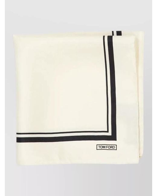 Tom Ford Natural Border Design Square Pocket Handkerchief for men