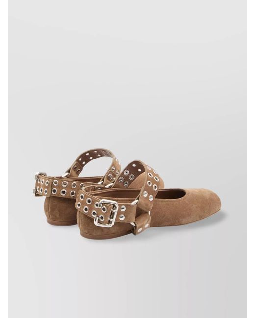 Alaïa White Leather Biker Ballet Flats