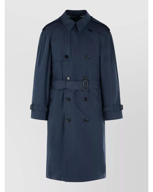 Burberry Blue Double-Breasted Belted Trench Coat for men