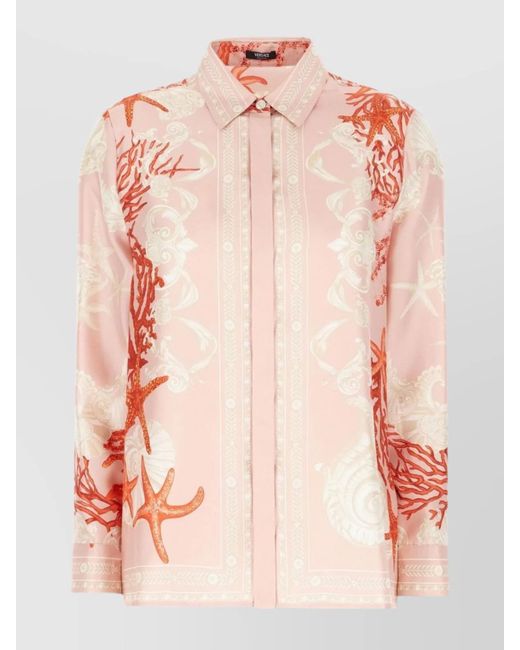Versace Pink Sea Print Silk Blouse