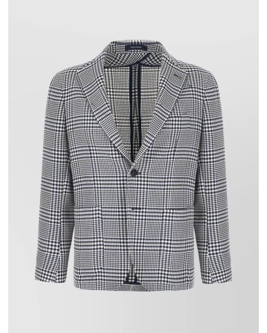 Tagliatore Gray Check Pattern Blazer Notched Lapel for men