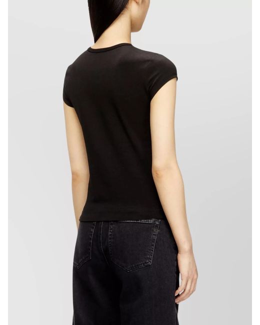 DIESEL Black Cotton Slim-Fit Logo-Embroidered T-Shirt