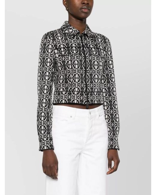 Max Mara Black Monogram-Print Cropped Jacket