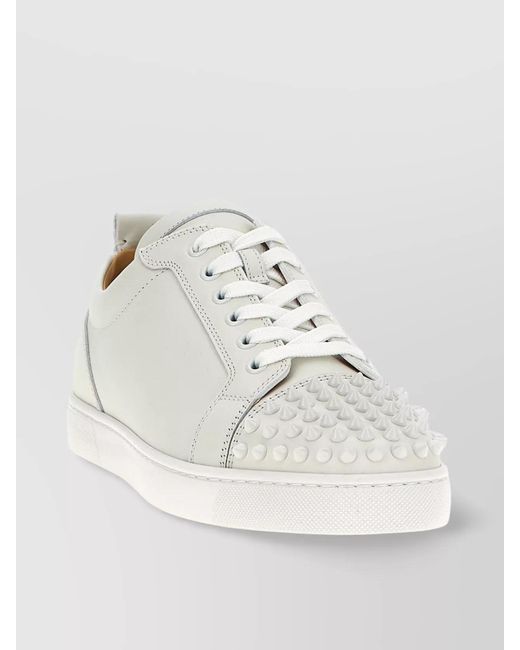 Christian Louboutin Natural Calf Leather Spike-Embellished Low-Top Sneakers for men