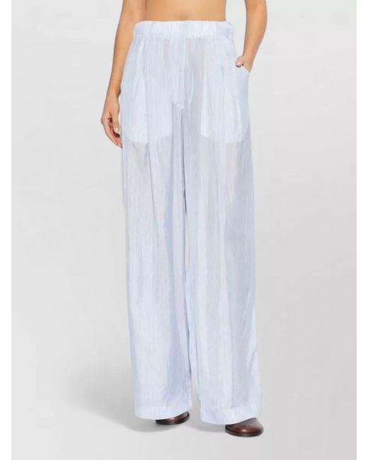 Dries Van Noten White Wide Leg Striped Trousers Back Pocket