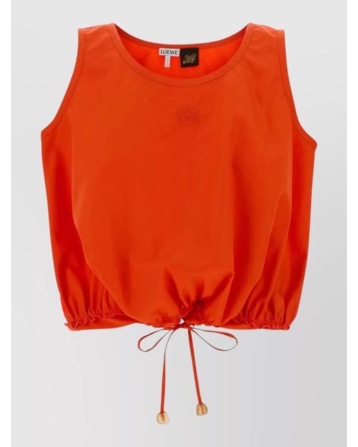 Loewe Red Poplin Cropped Sleeveless Top Ibiza Edition