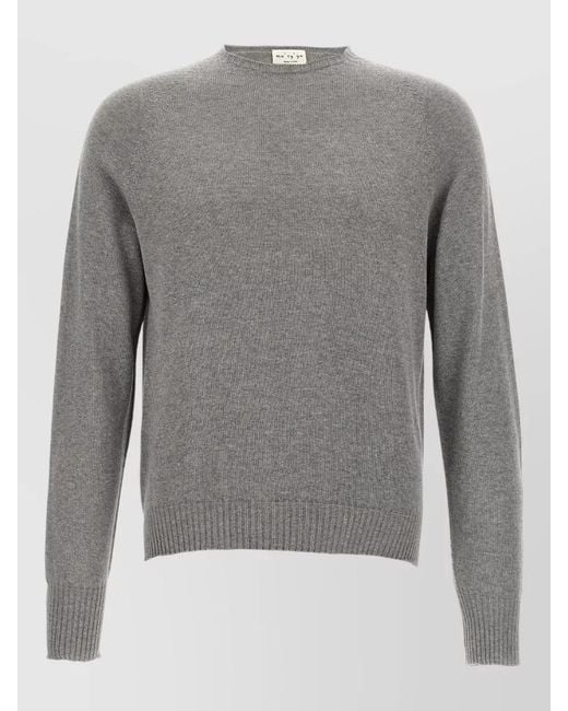 Ma'ry'ya Gray Cashmere Cotton Crew Neck Knit Sweater for men