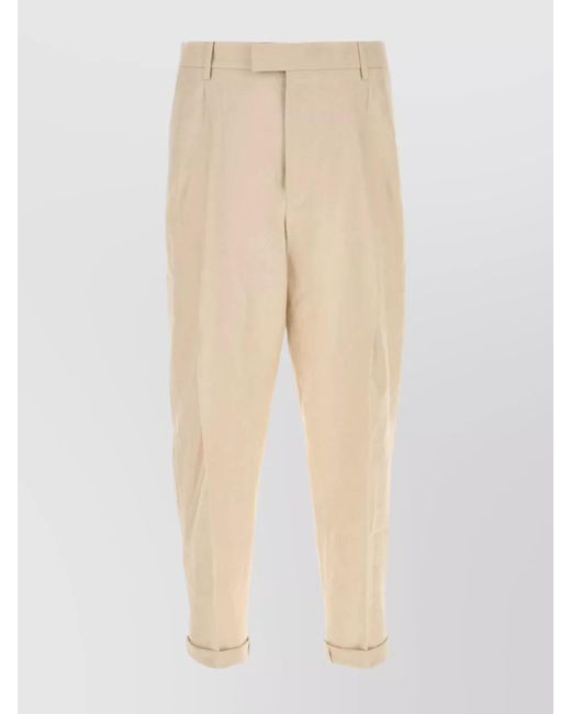 Dolce & Gabbana Natural Pant Canvas Sand Front Pleated for men