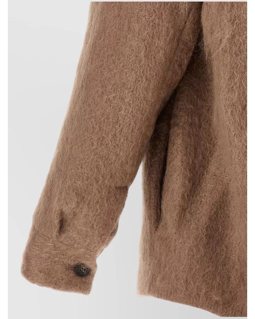 Peserico Brown Bouclé Shirt Jacket Casual Collar Long Sleeves