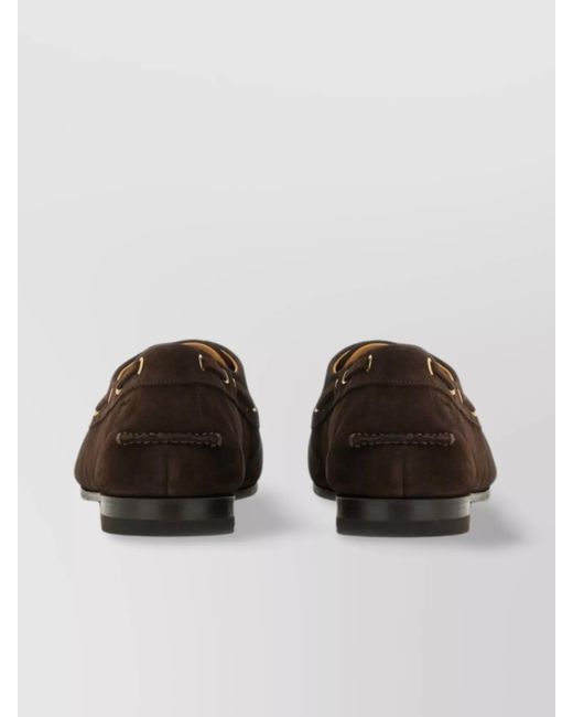 Bally Brown Suede Leather Lace-Up Loafers for men