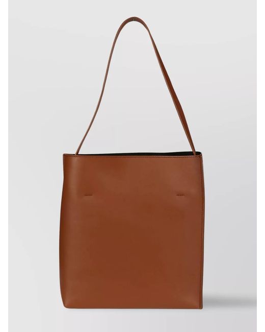 Marni Brown Museo Small Leather Tote Bag