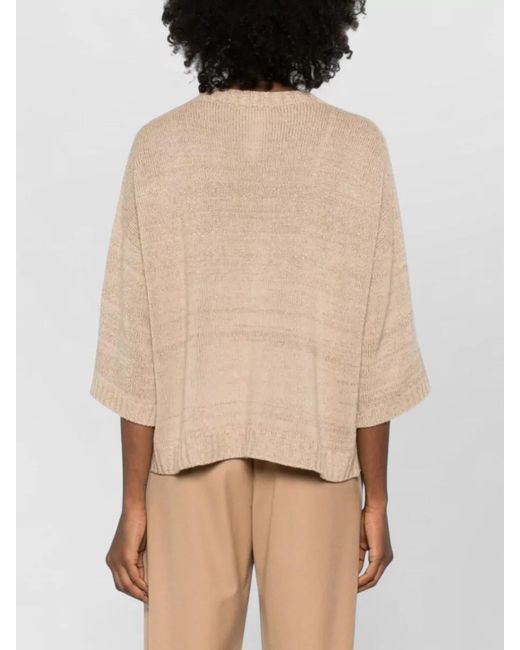 Fabiana Filippi Natural Silk Cashmere Fine-Knit Three-Quarter Sleeve Jumper
