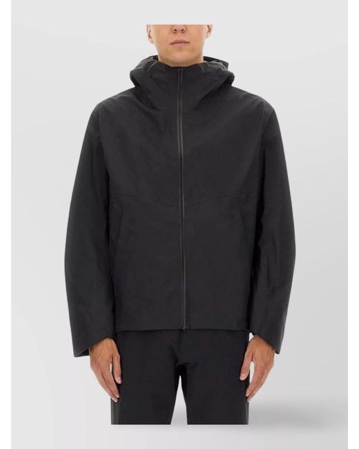 Veilance Black Nylon Hooded Windbreaker Jacket for men