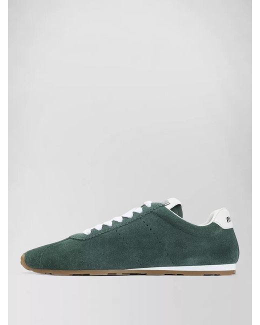 Miu Miu Green Suede Calf Leather Lace Up Sneakers