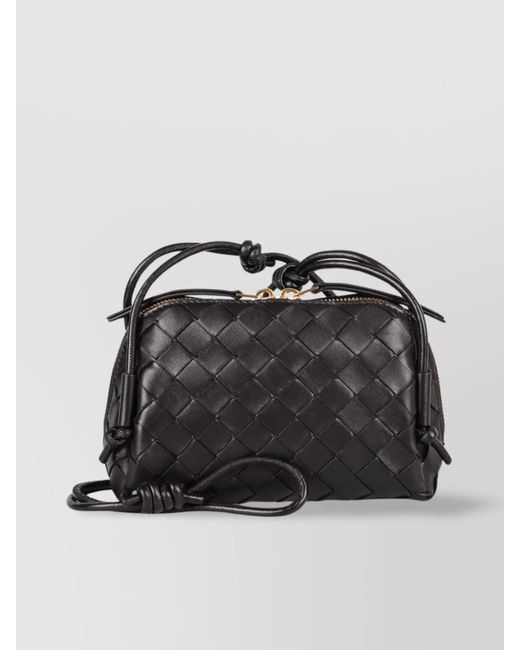 Bottega Veneta Black Woven Knots Leather Cross-Body Bag