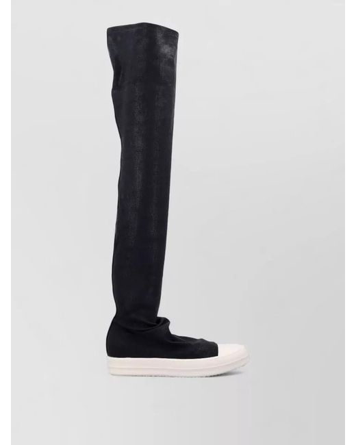Rick Owens Black Overknee Sock Sneakers Flat Sole Contrast