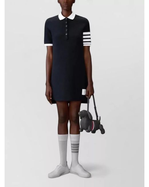 Thom Browne Blue Cotton Piqué Polo Mini Dress
