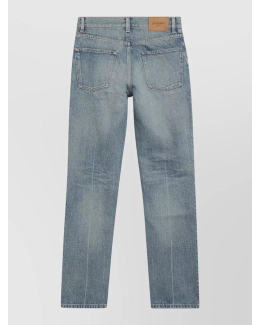 Saint Laurent Blue Denim Mid-Rise Straight-Leg Jeans