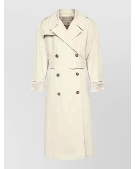 MM6 by Maison Margiela Natural Long Cotton Twill Trench Coat Belted
