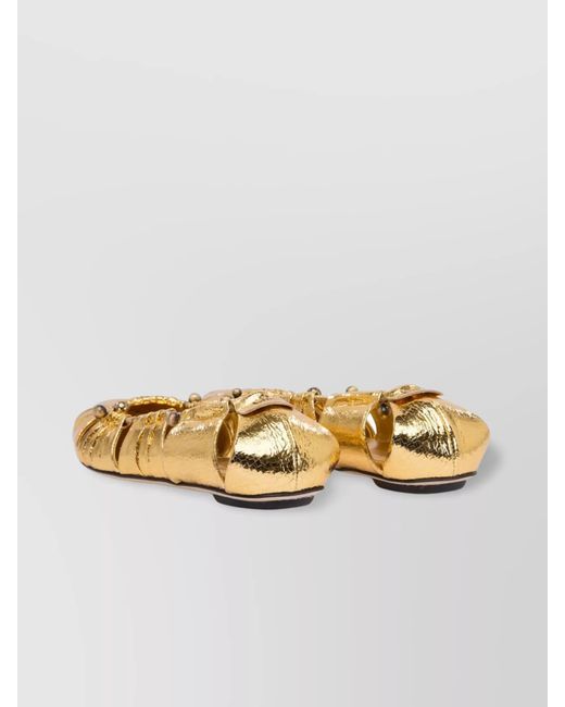Chloé Metallic Leather Cutout Ballerina Flats