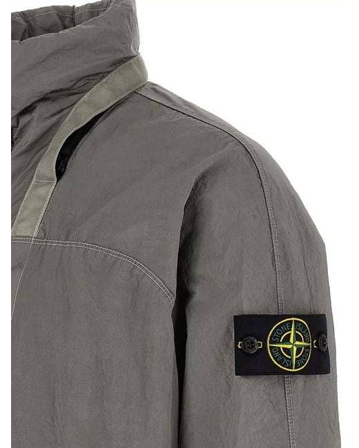 Stone Island Gray Nylon Bomber Jacket for men