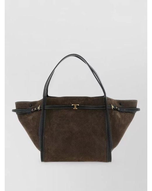 Tod's Multicolor Tim Medium Suede Shopping Shoulder Bag
