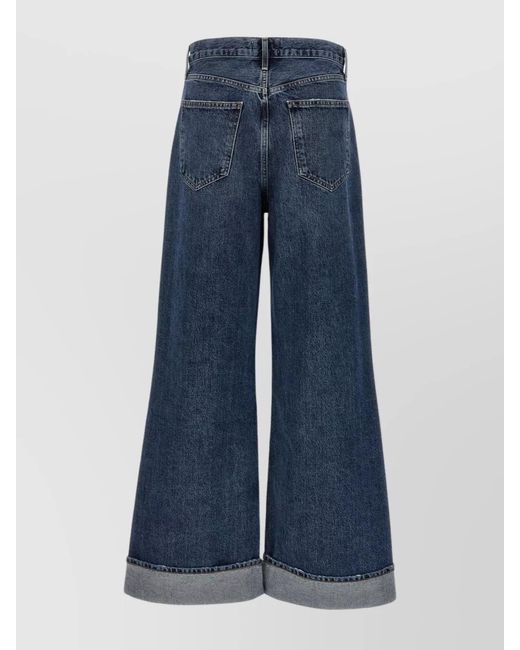 Agolde Blue Denim Wide-Leg Trousers