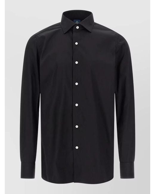 Finamore 1925 Blue Napoli Button Down Long Sleeve Shirt for men