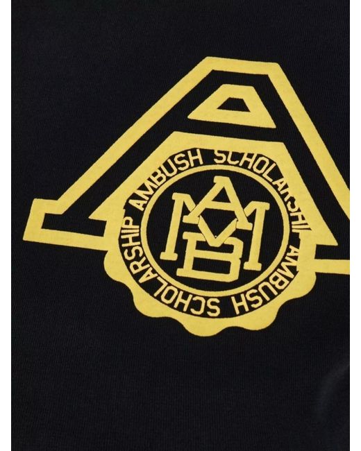 Ambush Blue Cotton Ribbed-Crew-Neck Cropped T-Shirt