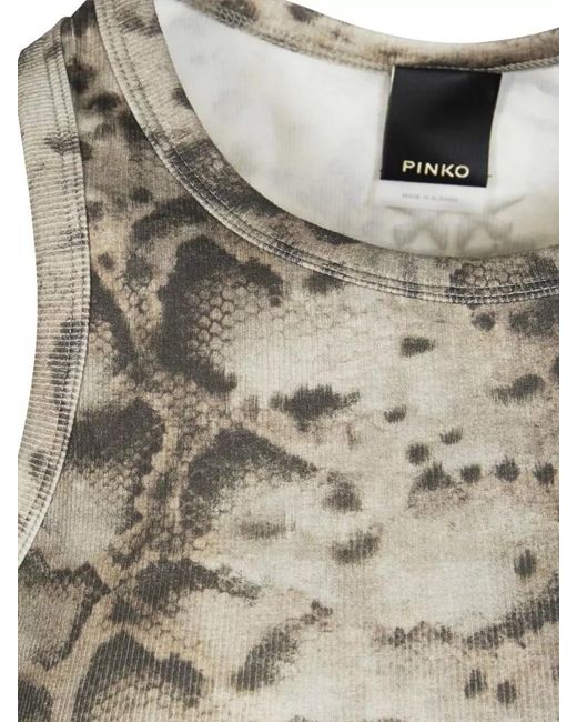 Pinko Multicolor Sleeveless Top Animal Print Ribbed Blend