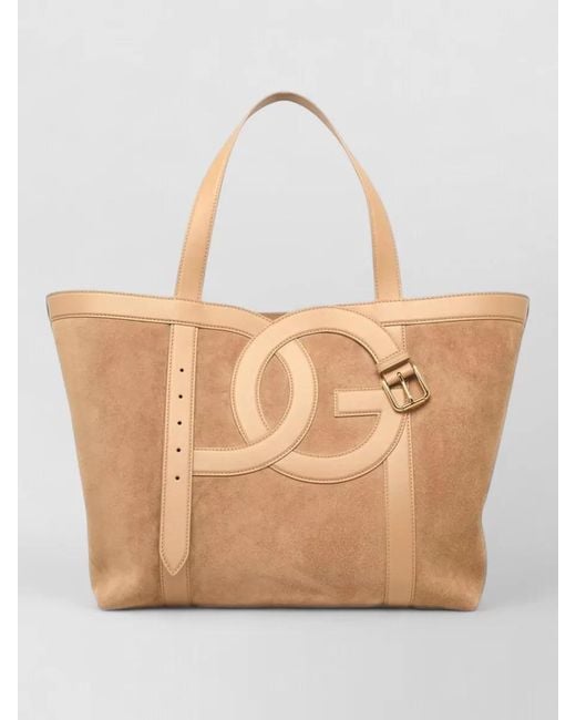 Dolce & Gabbana Natural Small Shopping Leather Tote Bag
