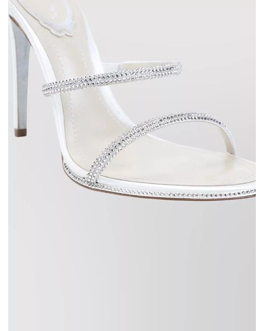 Rene Caovilla White Rhinestone Strappy Sandal Open Toe Design