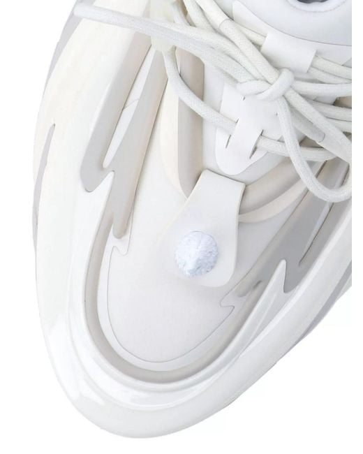 Balmain White Neoprene High-Top Sneakers