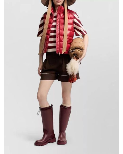 Moncler Red Frelon Down Vest High Collar Pockets