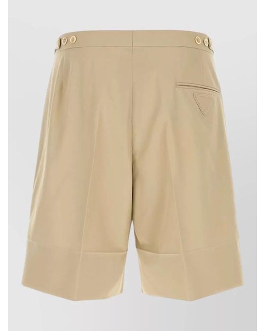 Prada Natural Cotton Bermuda Shorts Pleats Belt Loops Pockets for men