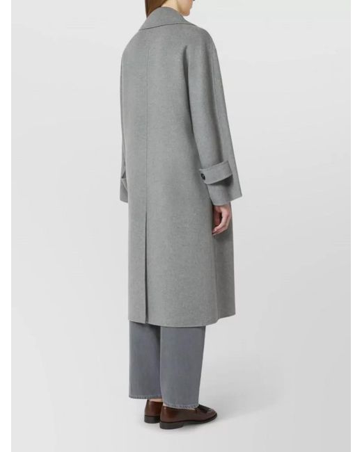 Max Mara Gray Virgin Wool Single-Breasted Coat