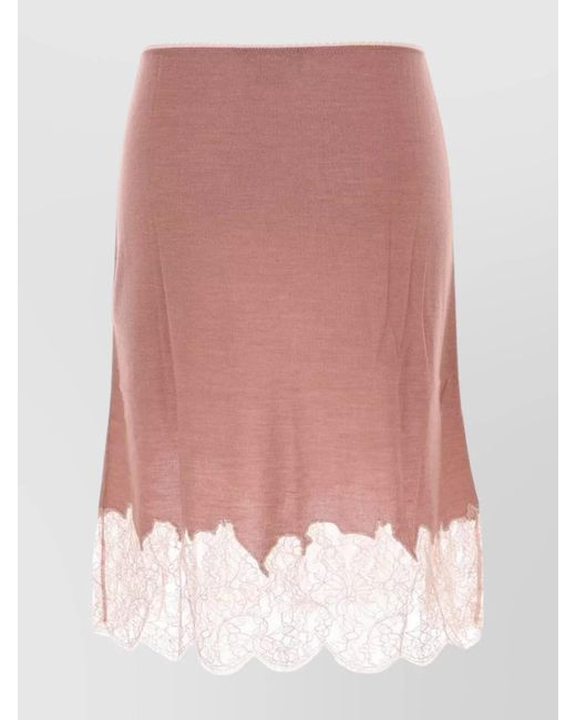 Fendi Pink Cashmere Silk Fitted Skirt
