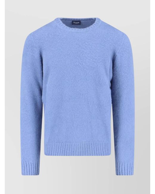 Drumohr Blue Cashmere Crewneck Jumper for men