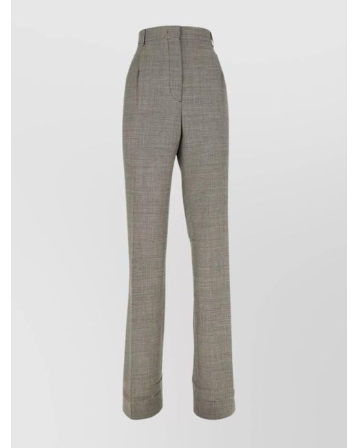Prada Gray Trousers With Back Pockets And Cuffed Hem